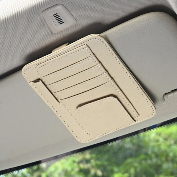 Bil Solskjerm Organizer Multi-Pocket Auto Interiørdekor Lomme beige One-size