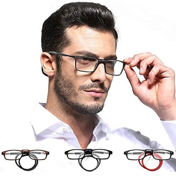Magnetiska hängande halsglasögon Bärbara hopfällbara Tr90 läsglasögon för män kvinnor