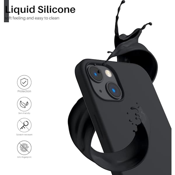 Stødsikkert flydende silikonecover til iPhone 13 6.1\" Sort[JUN] Black