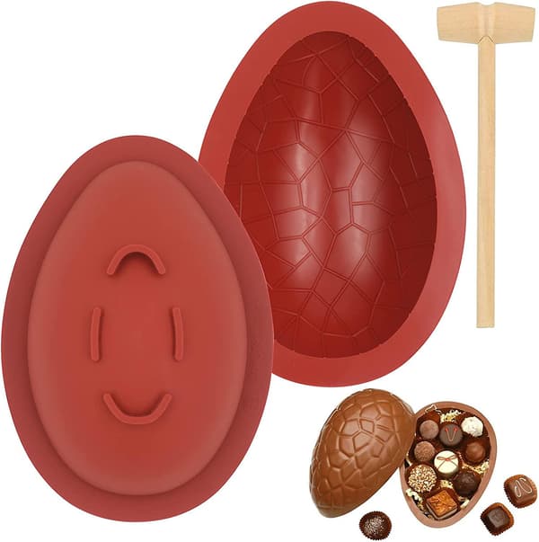 3D Dinosaur Egg Sjokoladeform for Baking, Kompatibel med Påske, Bursdag, Julegodbiter[JUN]