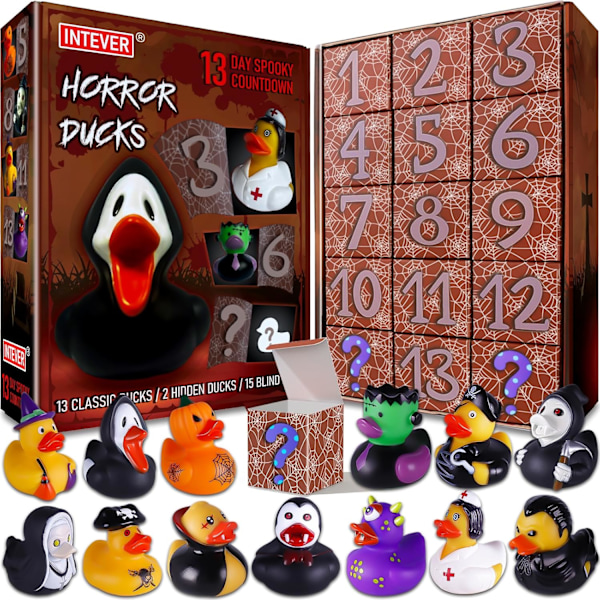 Advent Calendar 2024 - Horror Rubber Duckies - 13 Days of Spooky Countdown with 2 Hidden Figures | Halloween and Christmas Collectible Rubber Ducks