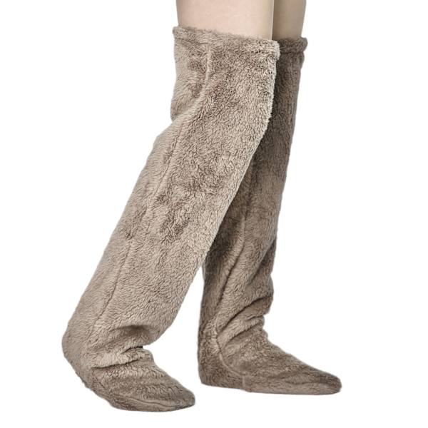 Koselige knestrømper med potedesign light brown size