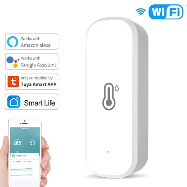 WiFi Tuya Smart Temperatur- og Luftfugtighedssensor, WiFi-rumstermometer og hygrometer