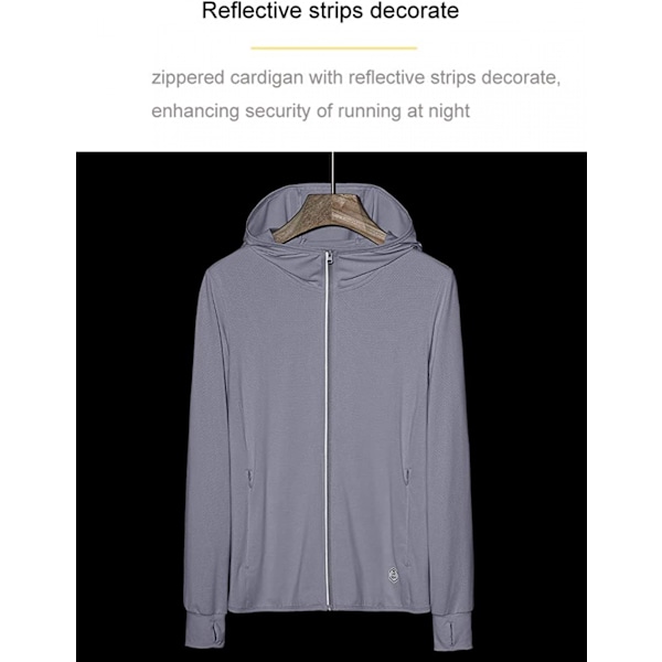 UPF 50+ UV Solbeskyttelse Dameklær Zip Up Hoodie Langærmet Fiske Løping Vandring Jakke Utendørs Performance Skjorte, lyseblå, 4XL