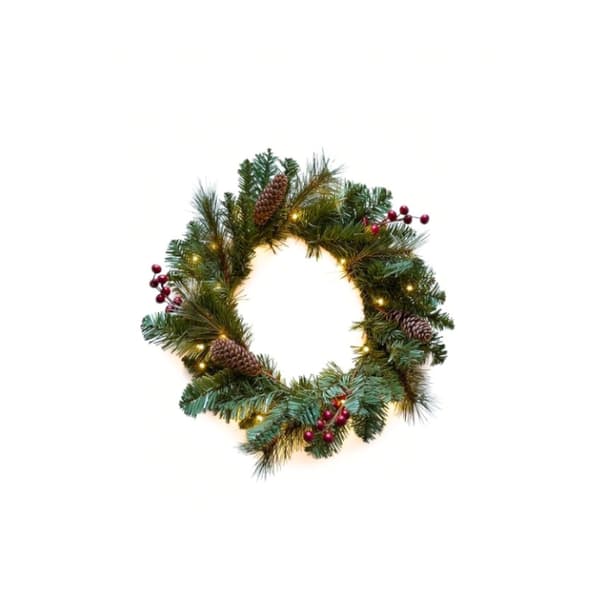 Dekorativ julekrans med lys til hoveddøren 30 cm