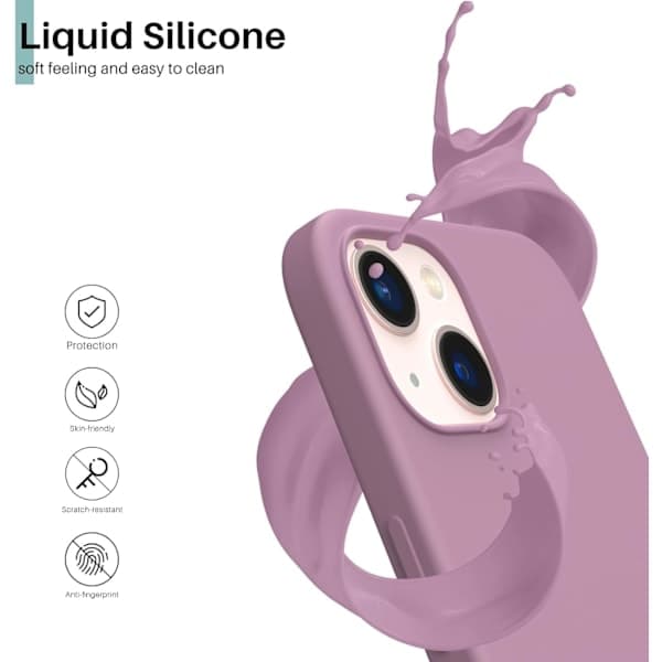 iPhone 13 Case, Liquid Silicone Case for 6.1 inch iPhone 13, Ultra-Thin Case, Full Body Shockproof Protective Soft Case Mauve Rose