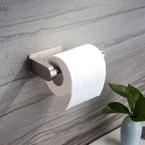 2 No-Drill Toiletpapirholdere i rustfrit stål - Selvklæbende badeværelsesmontering [JUN]