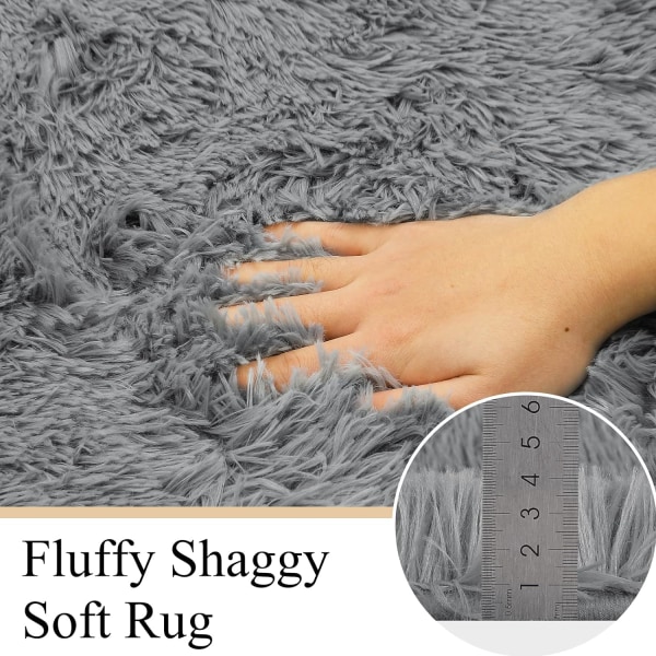 Rund fluffig mjuk Shaggy plysch tvättbar matta för sovrum