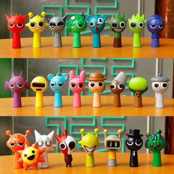 24-delt Sprunki Mini Figur Sæt - Anime PVC Model Incredibox Legetøj [JUN]