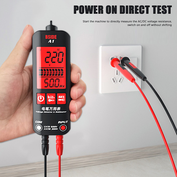 A1 Helautomatisk Anti-Burn Intelligent Digital Multimeter Spændingsdetektering Multimeter LCD-skærm english packaging