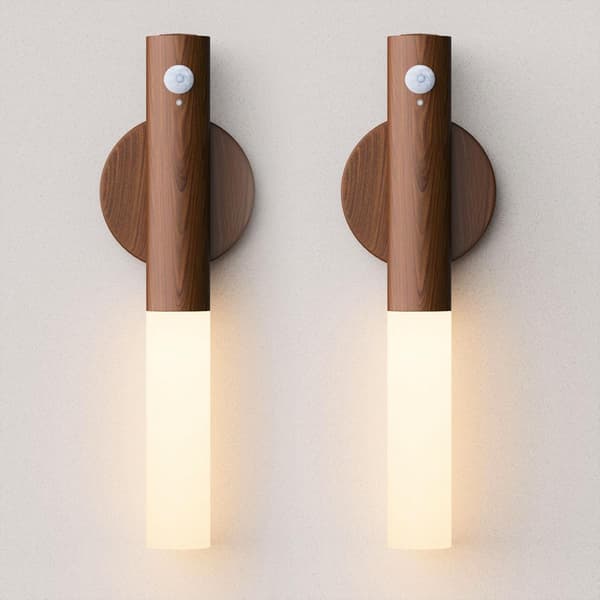 2-pak genopladelige bevægelsessensor væglamper, magnetisk LED natlampe [JUN]