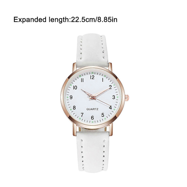 Dame Læderrem Ur med Quartz Analog Bevægelse[JUN] White