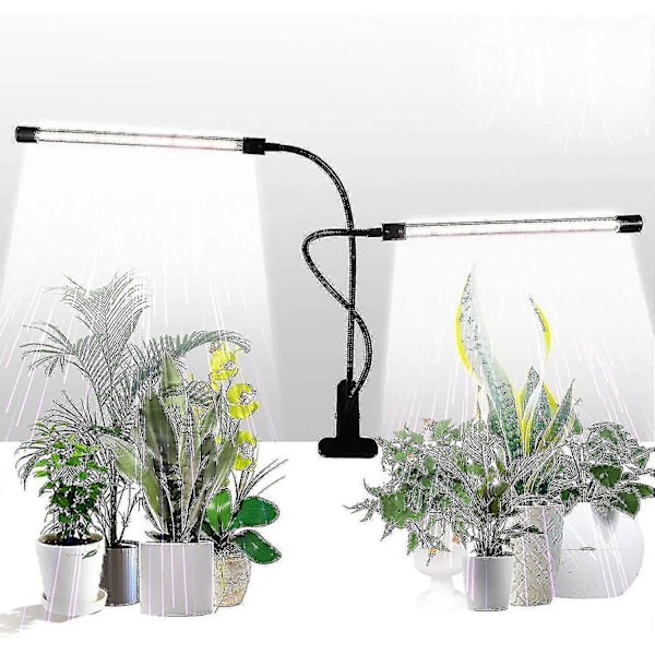 Dual Head LED Vækstlys 50W med Timer & 5 Dæmpbare Niveauer[JUN]