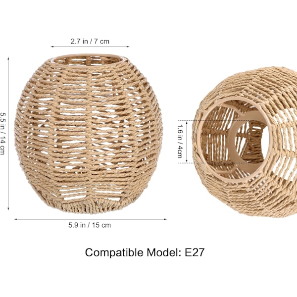 Vævet Lampeskærm Retro Rattan Kurve Loftslampe