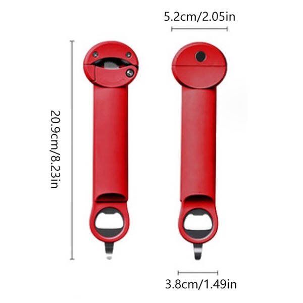 Justerbar Flaskeåbner i Rustfrit Stål med Indtrækkelig Mekanisme Red