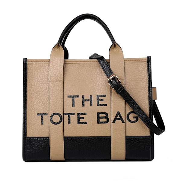 2024 Naisten tyylikäs PU-nahkainen käsilaukku, käsilaukku yläkahvalla, rent arkielämän olkalaukku Bei Beige (20cm<Max Length<30cm)