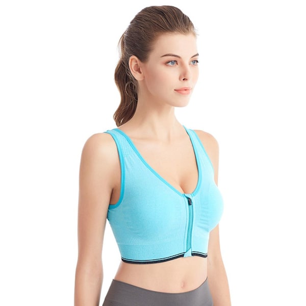 Sport-BH med dragkedja, Plus Size, Löpning, Yoga, Fitness, GRÖN M, grön
