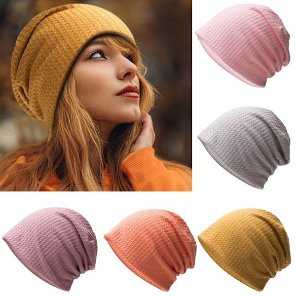 Høst- og vinterstrikket beanie-lue for kvinner, avslappet og varm black