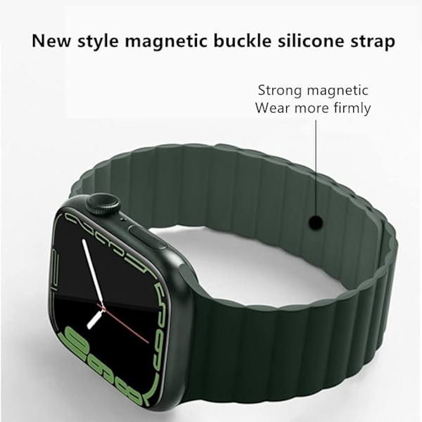 Kompatibel med Apple Watch 8-band, armband med magnetlås, silikonarmband 42/44/45/49 mm, ersättningsarmband för iWatch-band SE/7/6/5/4/3/2/1