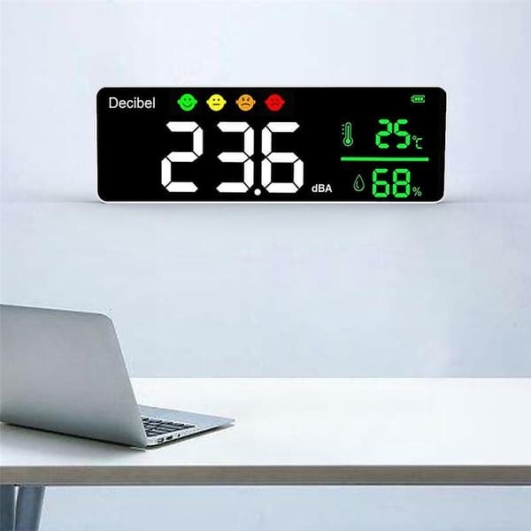 Digitalt lydnivåmåler med termometer og hygrometer 30-130dB[JUN]