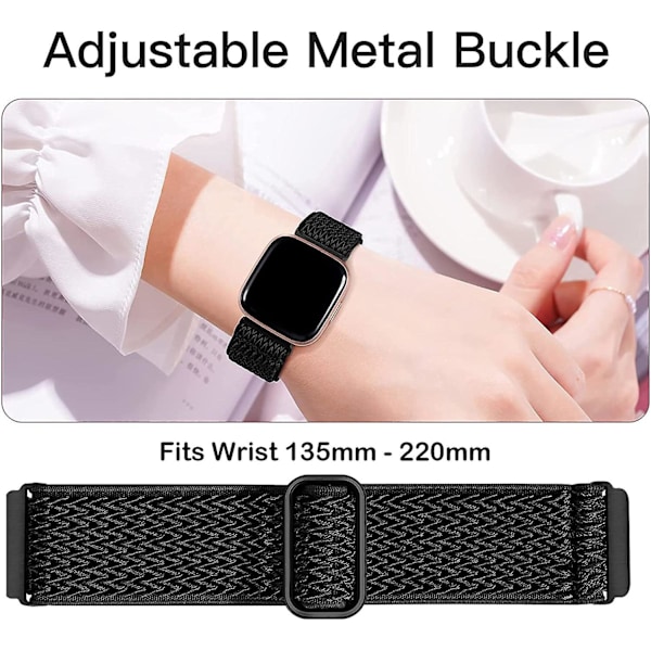 Elastiske nylonstropper som er kompatible med Fitbit Versa 4/versa 3/sense 2/sense - 3-pakning