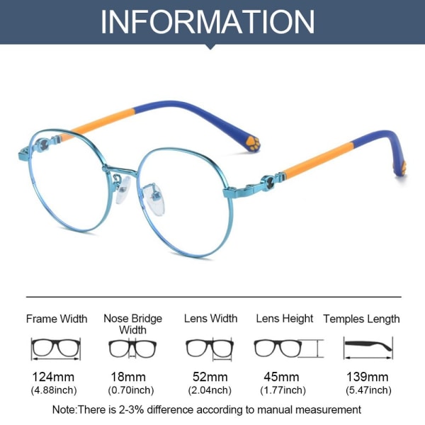 Anti-blåt lys briller til børn, computerbriller til øjenbeskyttelse, ultralet stel 5