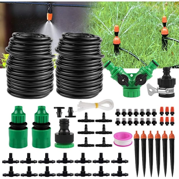 Automatisk Drypbevandingssystem, 98 fod/30 m Micro Have Irrigation DIY-system Justerbar Dysesæt til Have, Drivhus, Græsplæne og Potteplanter