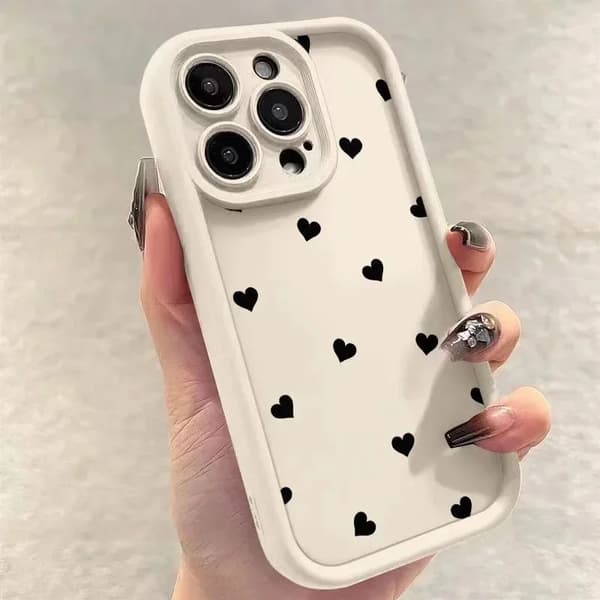 Mykt matt hjerte-telefondeksel kompatibelt med iPhone 7 til 17 Pro Max[JUN] For iPhone 16 1