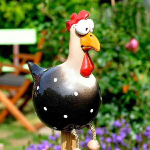 Rolig kyckling staket dekor statyer Hem trädgård Farm Yard Decorat B
