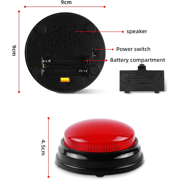 4 Pakkaus Peli Summeria - Perheen Riita Buzzer Valoilla ja Äänellä