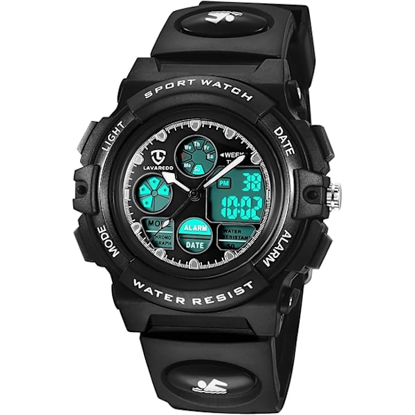 Børneure Digital-analog, Vandafvisende Udendørs Sport, Sort