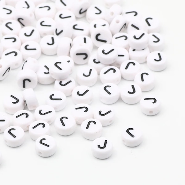 7x4mm Akryl Alfabet Bogstav Perler til DIY Smykkefremstilling 50/100/200 stk.[JUN] J