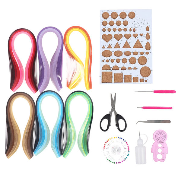 14 sett med papirquilling, 6 gradientfarger, 600 strimler, Quilling Multicolor