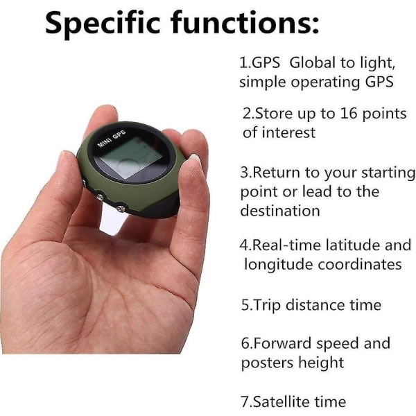 Mini GPS-navigering, bärbar Utomhus Location Finder Tracker Handhållen med Kay-kedja USB Uppladdningsbar för utomhusvandring Reser Jakt Wild Explore