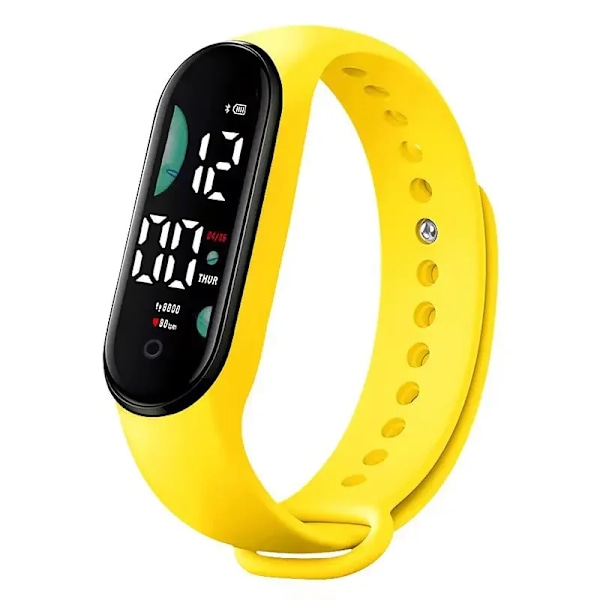 Ur Elektronisk LED Digital Armbåndsur til Kvinder Mode Casual Enkel Silikon Touch Vandafvisende Armbåndsur 02 Yellow