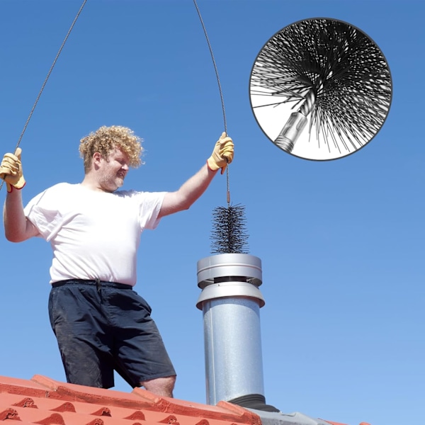st chimney rengöringsborstar metall värmepanna borste rund kaminrör