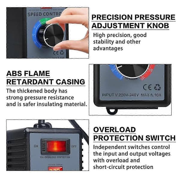 230V AC Motorhastighetsregulator 4000W Max med EU-kontakt[JUN]