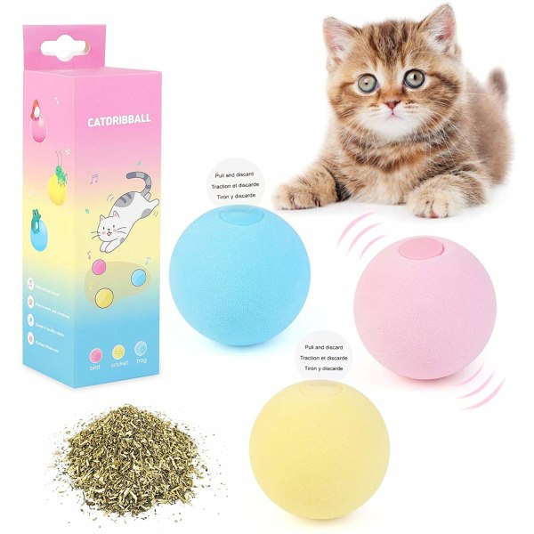 Cat Interactive Toys Squeaky Ball Catnip Toy för innekatter