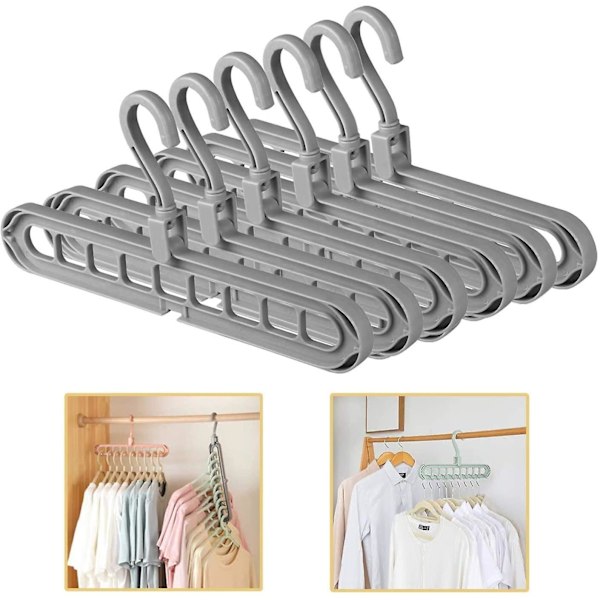 6pcs Multifunctional Folding Hanger - Gray