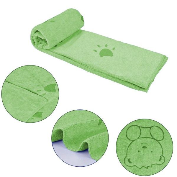 Handdukshund stor mjuk hundhandduk hundbadrock mikrofiber Grön