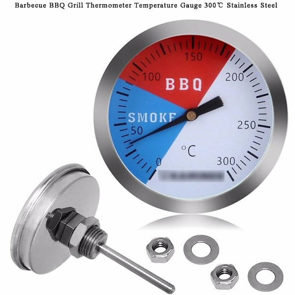 300 ℃ 2'' Stål Grill BBQ Røyker Grill Termometer Temperatur