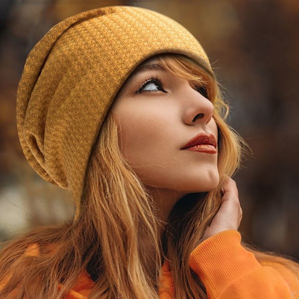 Dam Höst Vinter Stickad Beanie Hatt Casual Varma Mössor pink