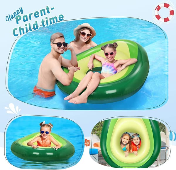 Oppustelig Avokado Pool Float med Bold - Sjovt Badelegetøj til Børn og Voksne (160x122 cm) [JUN]