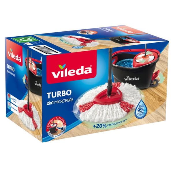 VILEDA Turbo Mopp for Enkel Gulvrengjøring[JUN] Grå, röd och vit
