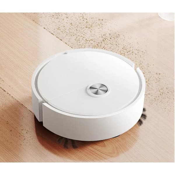 Rechargeable Mini Robot Vacuum Cleaner with Mop, Compact Floor Cleaning Machine White White