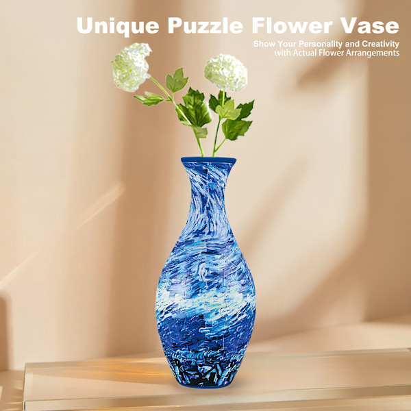 3D Pussel Vas för Vuxna, 160 Bitar Pussel Blomvas DIY Unik Blomvas Inflyttningspresent för Blomsterarrangemang och Heminredning C
