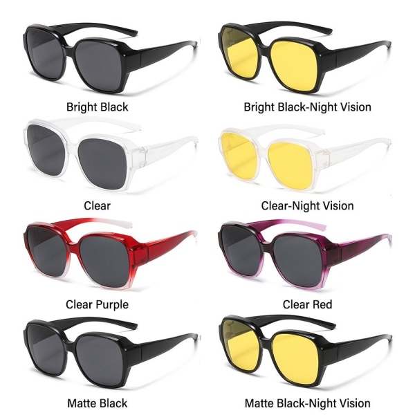Polariserade passform över glasögon Solglasögon UV-skydd Bärs över receptbelagda glasögon Clear Red