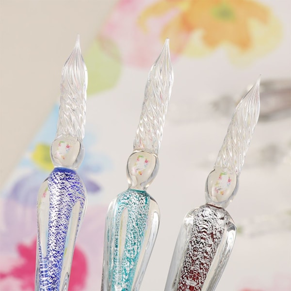 2 stk. Dip Pen Glass Dryppfontene Pennor
