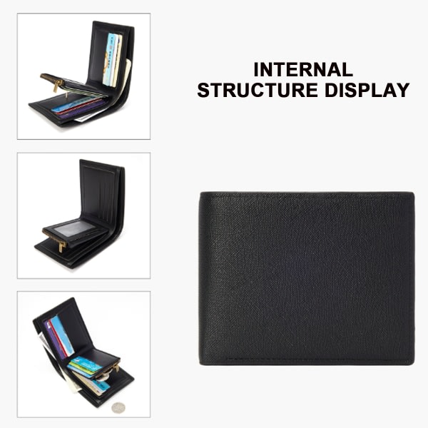 RFID-blockerande bifold-läderplånbok för män med 1 ID-fönster, PU