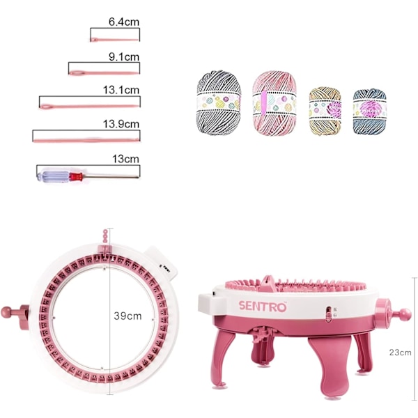 48-nåls stickmaskin med räknare och slätt/tvillingskonverteringsnyckel, effektiv DIY